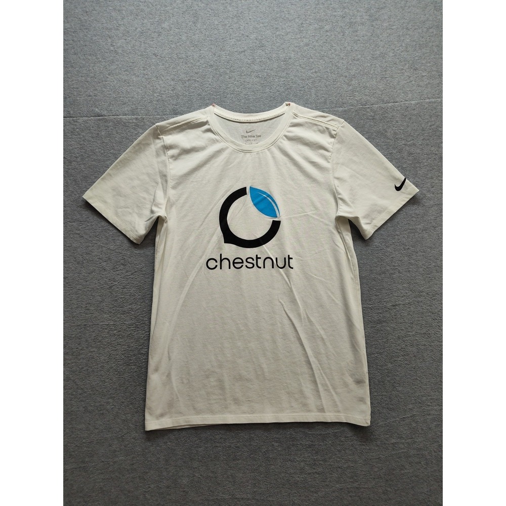 Nike Men T Shirt S White Graphic Tee Dri Fit Short Sleeve Crew Neck Activewear